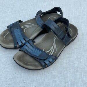 ABEO BioSystem Navy Blue Brynn Leather Comfort Adjustable Strap Sandal Women's 6